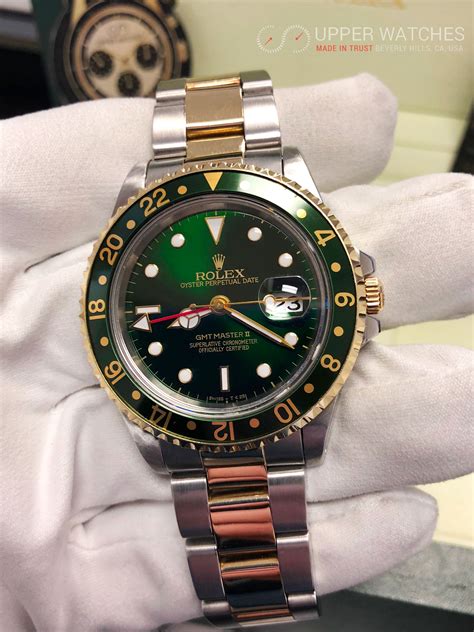 rolex gmt master 2 gold green dial|rolex gmt master ii models.